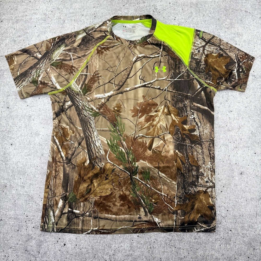 Under Armour Loose Heat Gear Scent Control RealTree Camo Tee Shirt Mens Large